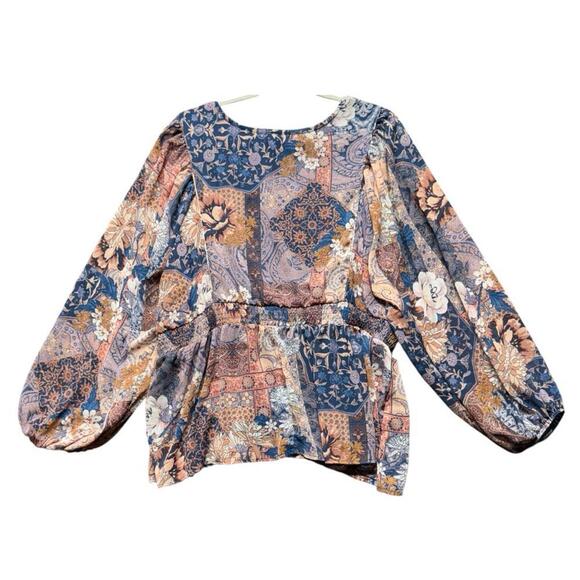 Maurices Plus Size Patchwork Babydoll Blouse 1X - Picture 3 of 11